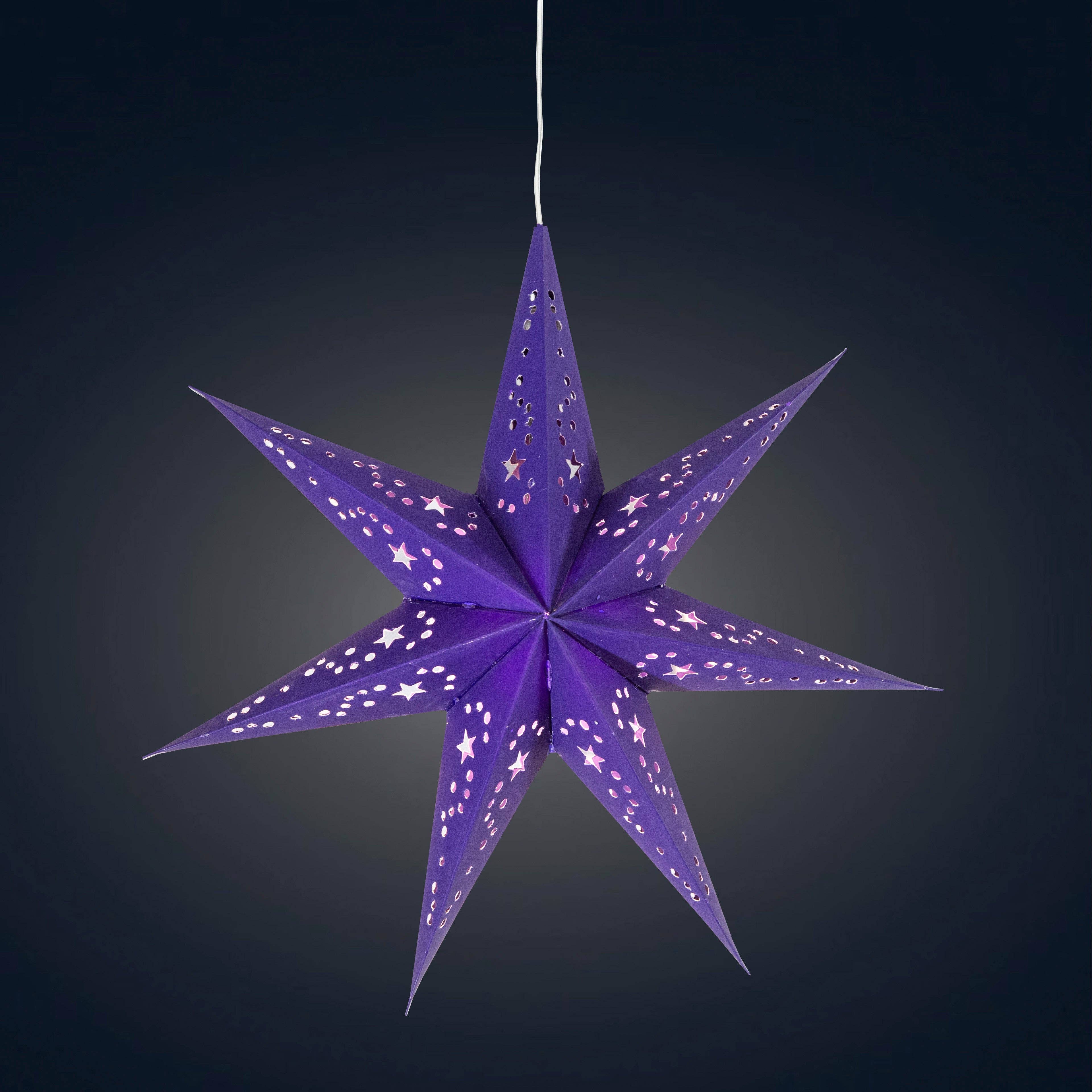 Artschatz LLC – Engroshandel Papirlampe – Twinkle Star 7 Punkt 9" Mørk Lilla - Papirstjernelys0