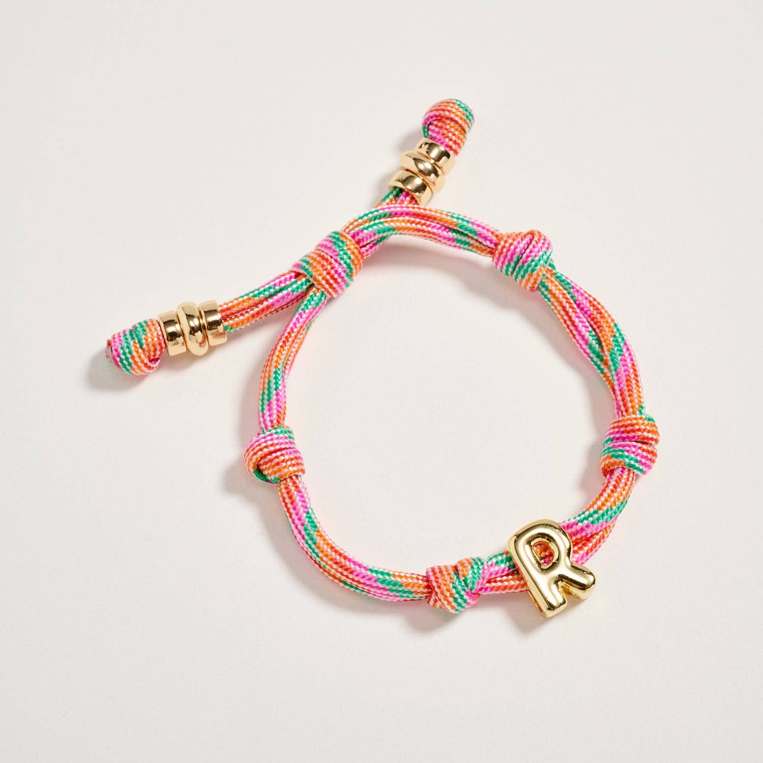  ASST Premium Multicolor Rope Initial Bracelet with Gold Letter Charm – Adjustable Luxury Cord Monogram Bracelet for wholesale on Faire5