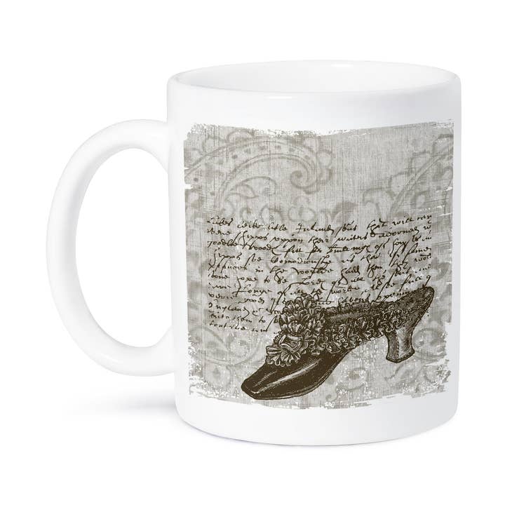 3dRose - Wholesale Koffiemok - 3dRose, Vintage Schoen met Franse Schrift, Mok8