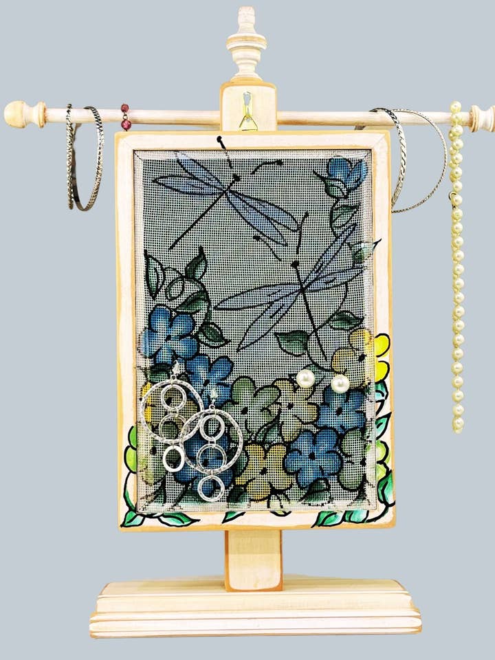 Porte-boucles d'oreilles classique - Motif libellules pour la vente par Earring Holder Gallery