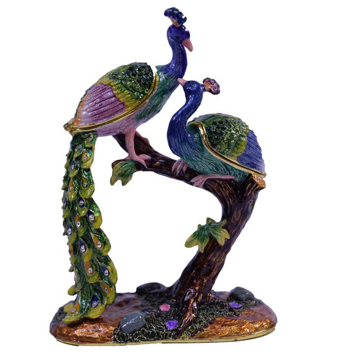 Peacock Lovers Jeweled Box for wholesale by Sea Creations
