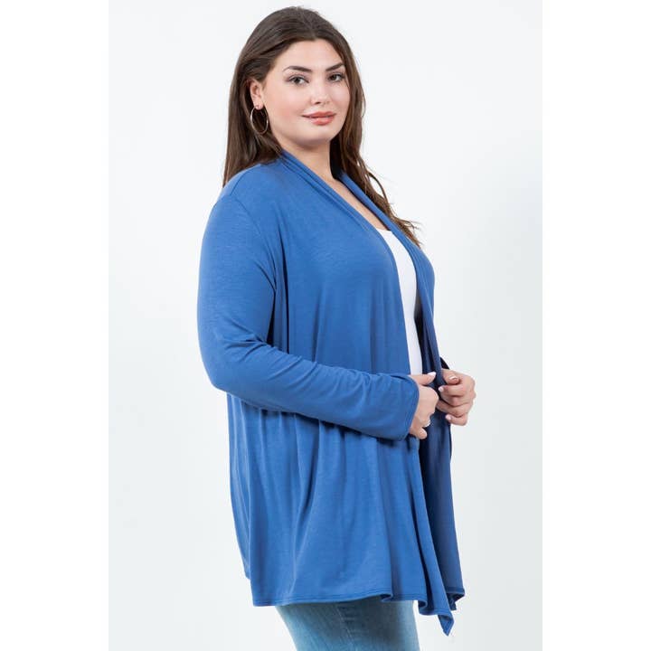 Azules Clothing - Wholesale Cardigan - Women's - Plus Size Women Long Sleeve Open Front Cardigan