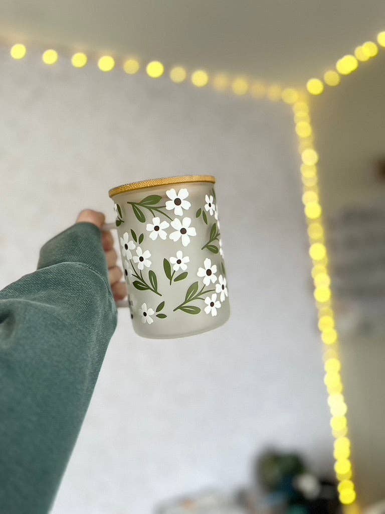 SKS Design Studio - Wholesale Geïsoleerd drinkgerei - Zomer Madeliefjes | UVDTF | 15oz Mok met Handvat, Bamboe Deksel & Rietje1