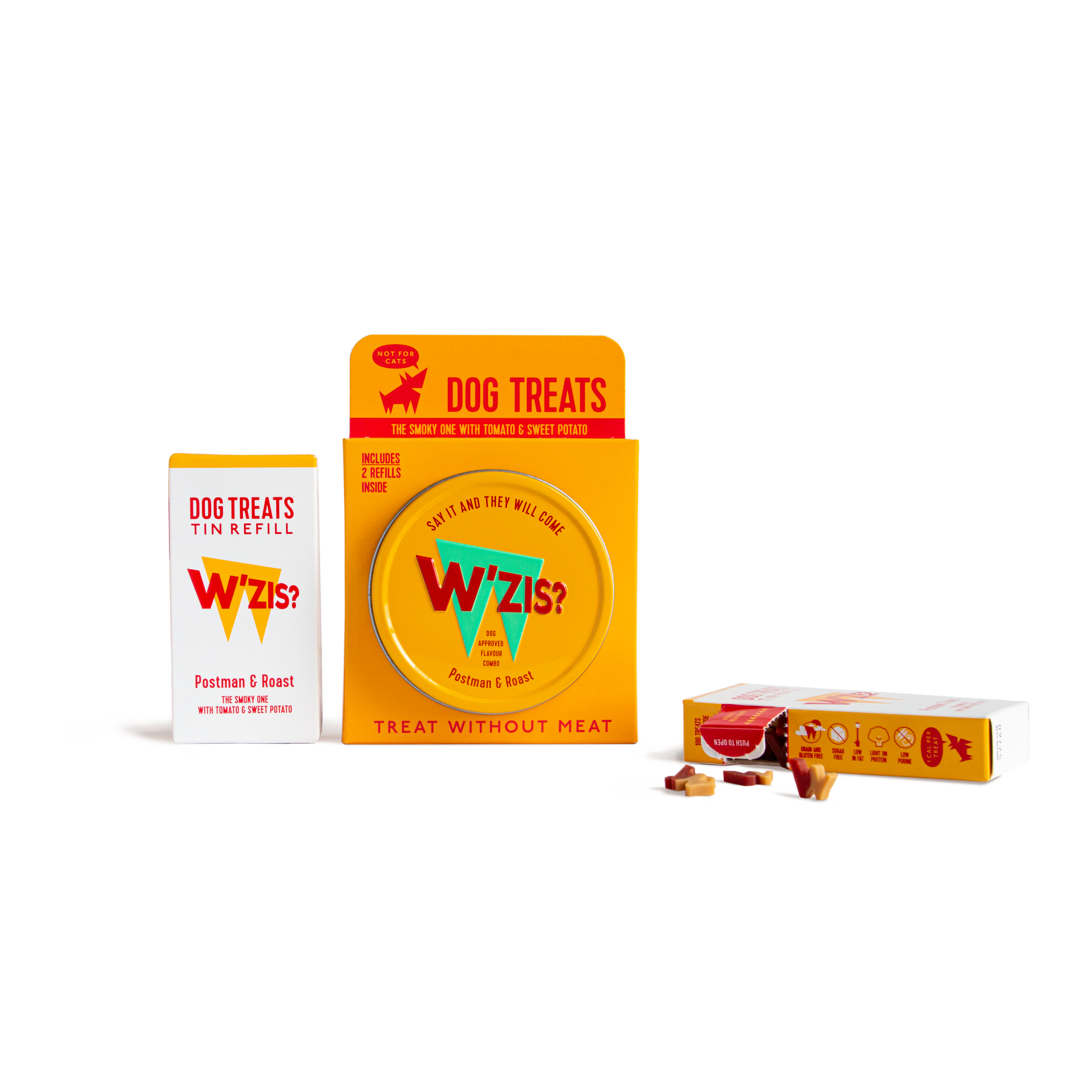 W'ZIS – Großhandel Leckerlis – Hund – W'ZIS Postman & Roast: Dose mit Nachfüllpackungen (8 Stück im Außenkarton)3