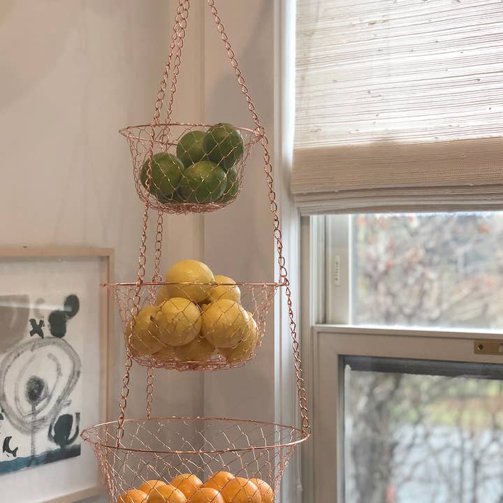 Fox Run Brands - Wholesale Fruit Basket - Fox Run Hanging Wire Baskets, Copper, 11" x 14.5"