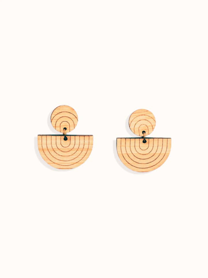 Half Circle Geometric Bamboo Earrings | Heather for wholesale by Wild Cloud
