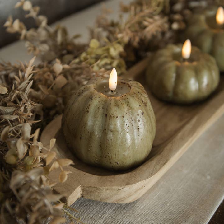 Ragon House - Wholesale Flameless Candle - 4" GREEN 3D FLAME TALL PUMPKIN CANDLE1