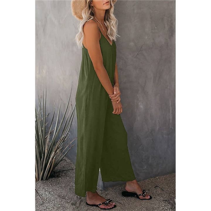 FurDecoration - Wholesale Jumpsuit - Women's - Wide-Leg Spaghetti Strap Loose-Fit Jumpsuit2