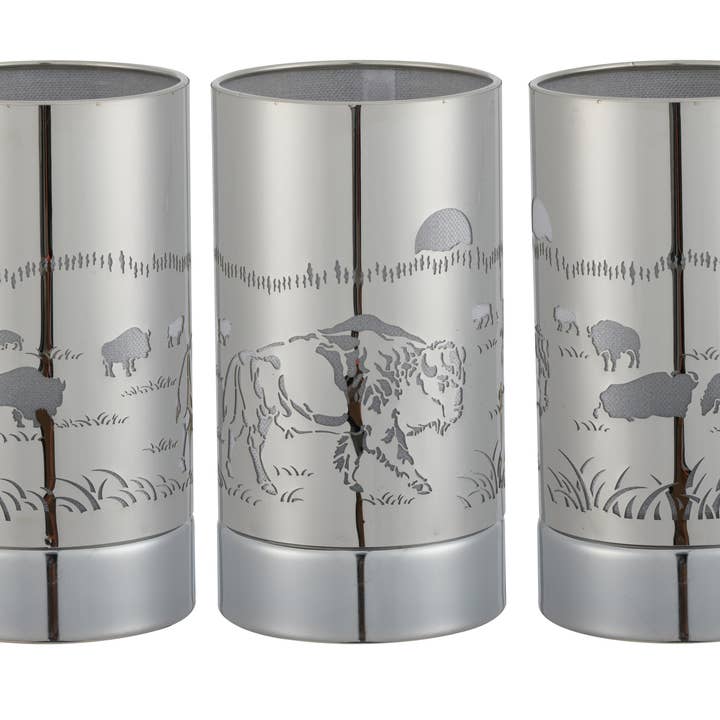 Peterson Housewares & Artwares - Wholesale Wax Warmer - 7" Touch lamp/Oil burner/Wax warmer-Silver Bison