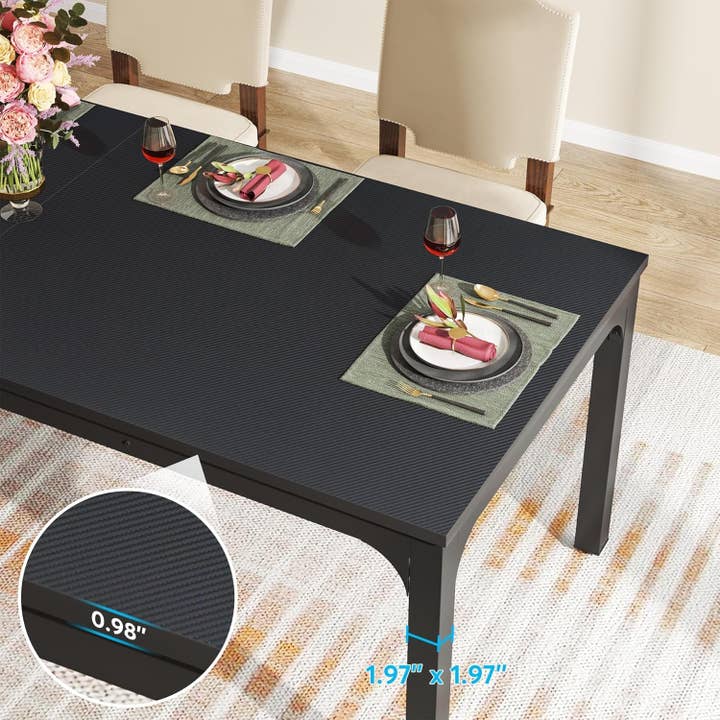 Black 78 Inch Rectangle Dining Table For 6 To 8 People for wholesale on Faire4