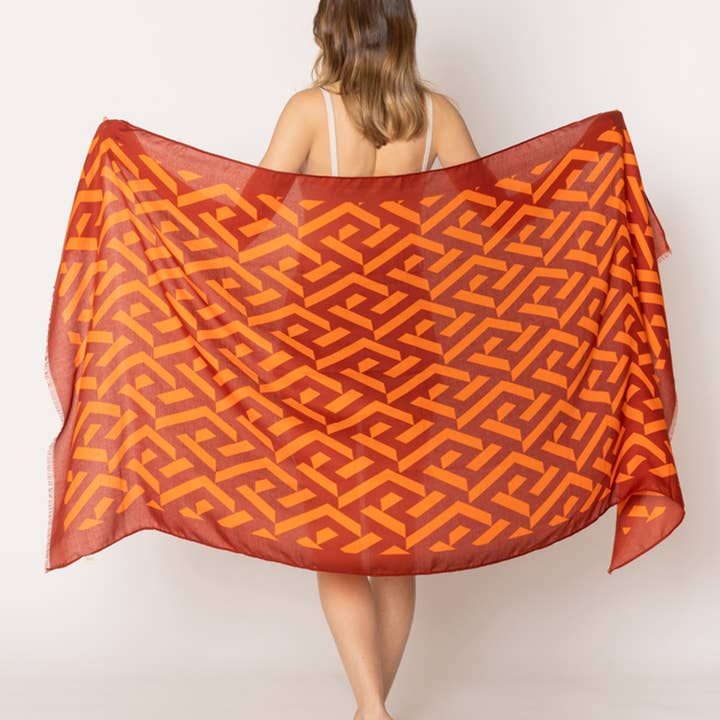 Fashion City - Wholesale Scarf - Women's - Geometric Pattern Print Women Lightweight Scarves
