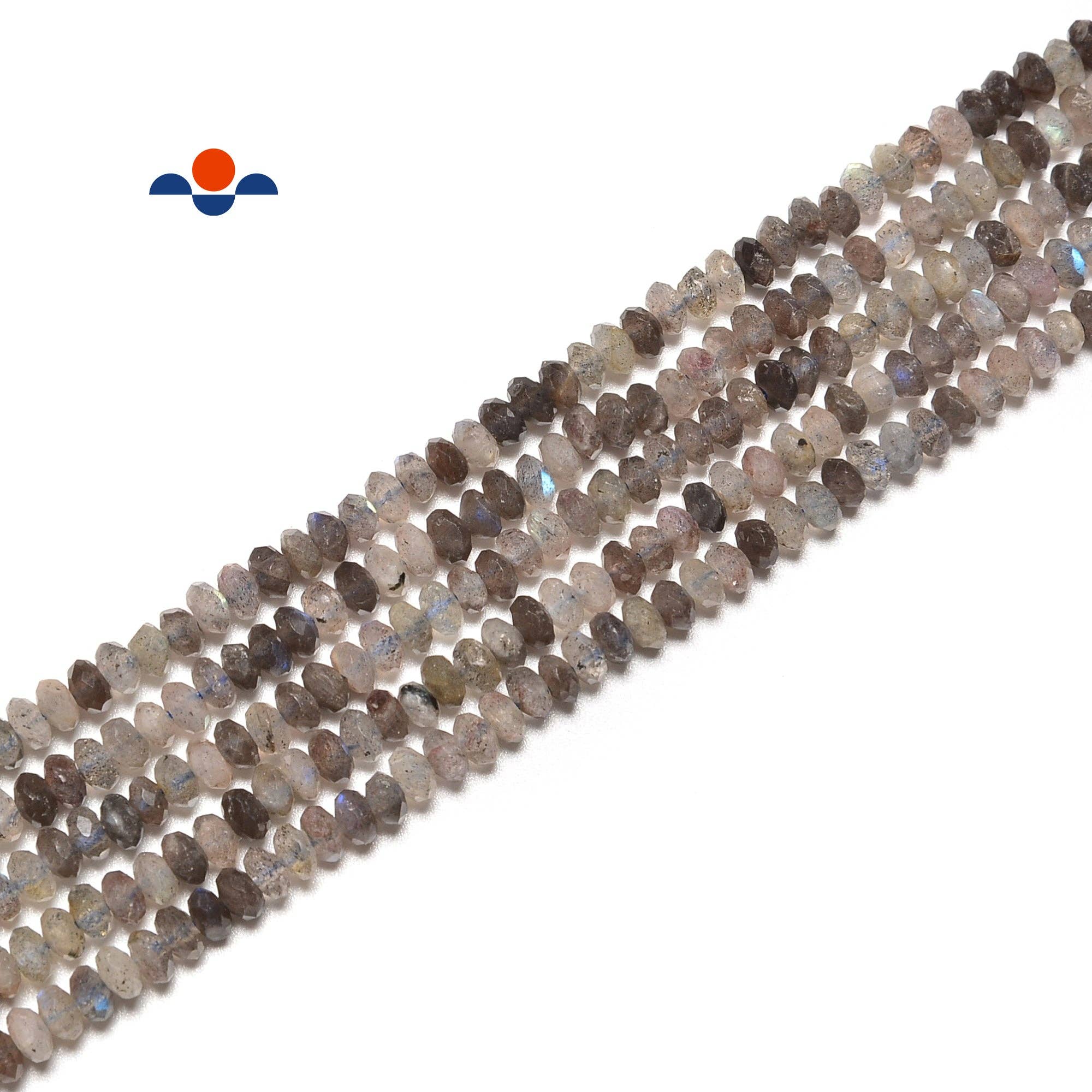 CRCBEADS - Vendita all'ingrosso Perline - Perle di Labradorite Multicolore Naturale Grigia Sfaccettata Rondella 3x4mm Filo da 15,5''0