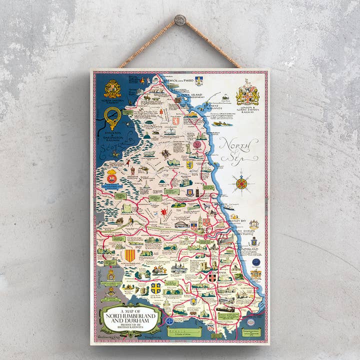 P1030 - Originele kaart van Northumberland en Durham voor wholesale door Vivid Squid Wholesale