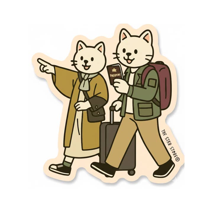 Kat Par Gående Rejse Teksturerede Klistermærker for engroshandel hos the stkr store