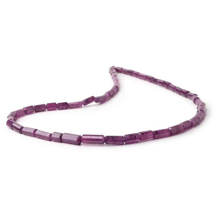 Beads of Cambay - Wholesale Beads - 5-11mm Ruby Faceted Tube Beads 16 inch 52 pieces AA