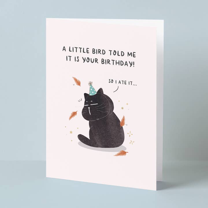 Funny Quote Black Cat Birthday Card for wholesale by Moonaries illo