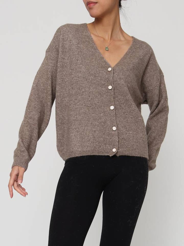 DIX-ONZE - Wholesale Cardigan - Women's - V-Neck Buttoned Cardigan – Relaxed Fit and Soft Finishes12