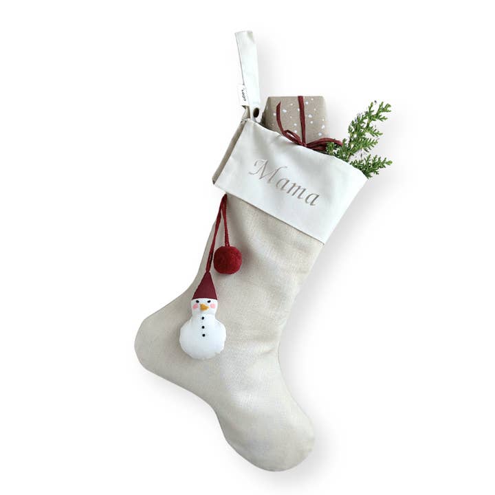 Christmas Stocking - Snowman - Embroidered Mama for wholesale by Saga Copenhagen