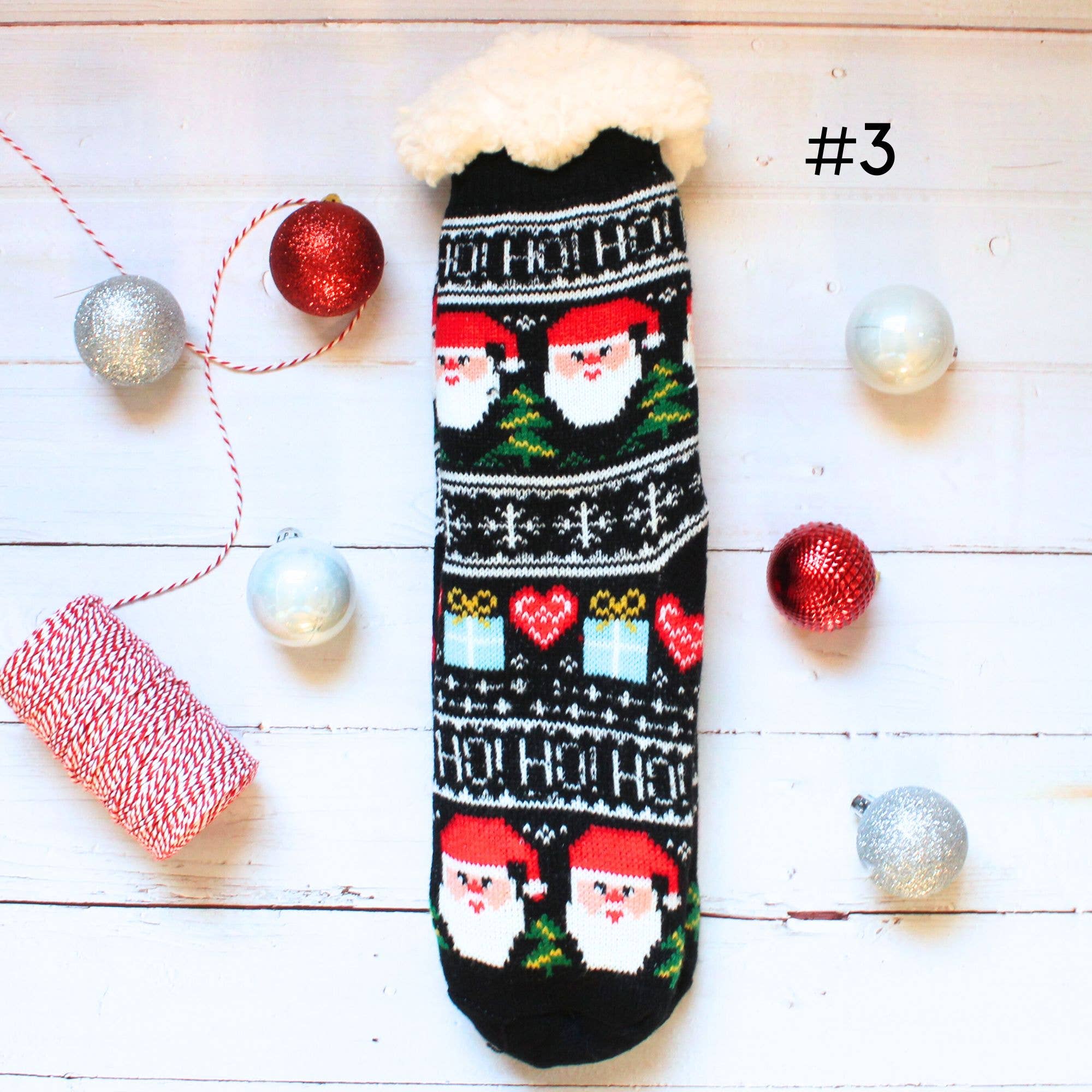 LUNA Nail Wraps – Engroshandel Strømper - Dame – Christmas Sherpa Strømper Fuzzy Cozy Vintersokker2