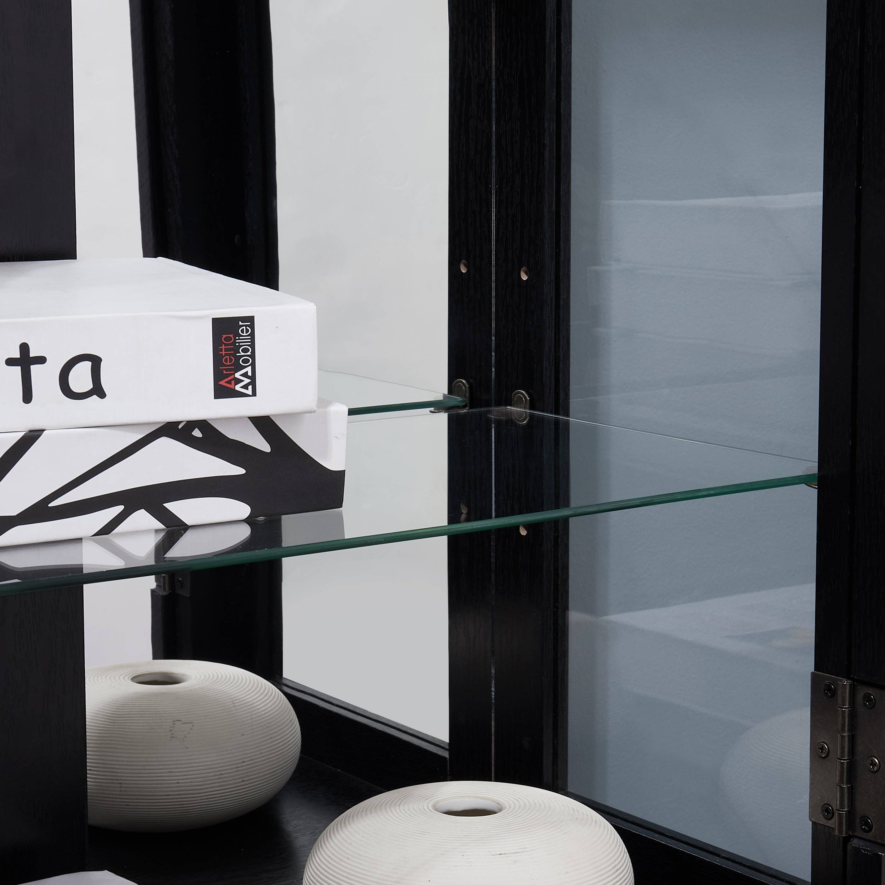 39F Inc. - Wholesale Cabinet - Lighted 6-Tier Glass Curio Display Cabinet with Wood Frame19