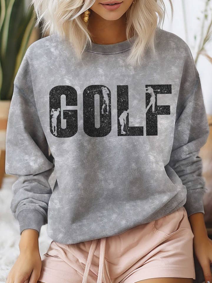GOLF SILHOUETTE MINERAL GRAPHIC BRUSHED SWEATSHIRTS for wholesale by Rustee Clothing