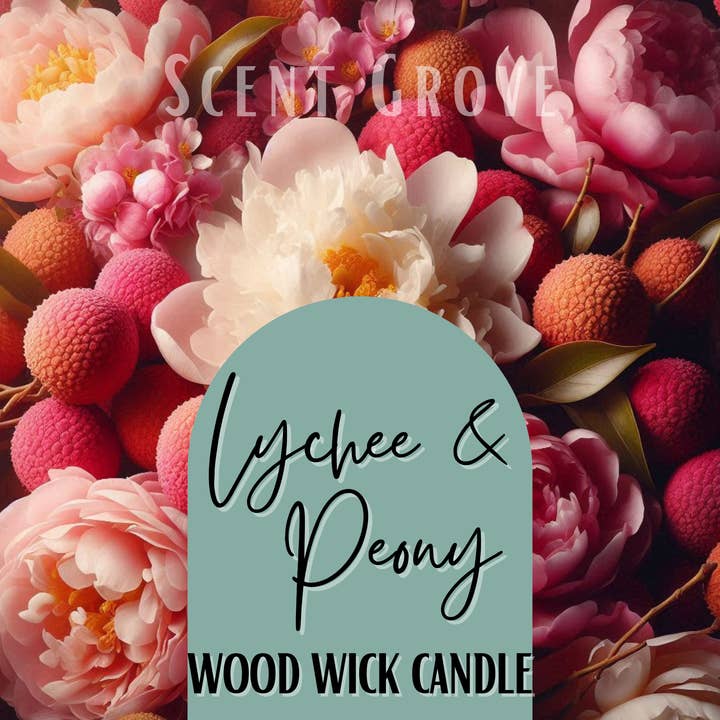 Scent Grove - Wholesale Jar/filled candle - Lychee & Peony scented Wood Wick Soy Candle