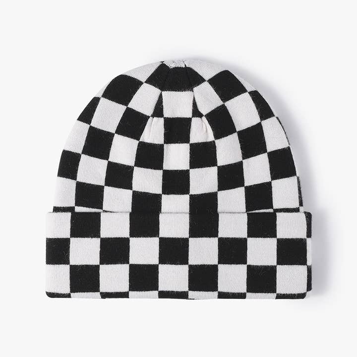 MKS America - Wholesale Beanie - Women's - Stylish Checkerboard Plaid Knit Hat