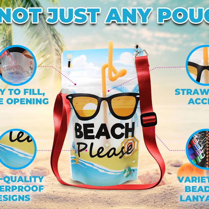 NeckSip - Wholesale Party Favor - Happy Birthday - Wearable Drink Pouches (12 oz | 2-pack)