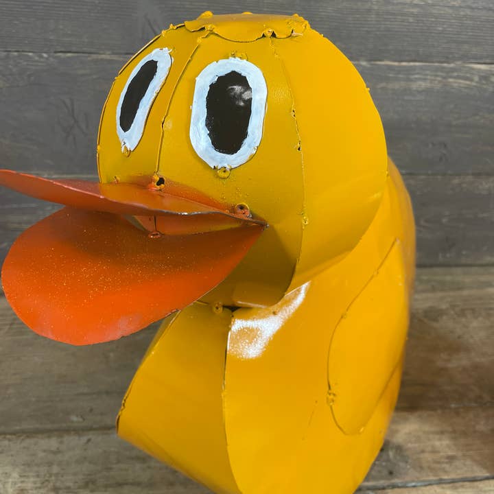 My Amigos Imports - Venta al por mayor Adornos/decoración de exteriores - Pato de Metal Recuperado-Amarillo-Jardín-Arte de Patio-Dos Tamaños-OFERTA