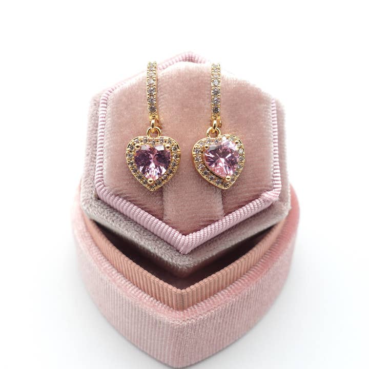 Daemon srls - Wholesale Dangle Earrings - Diana HOOPS ~ 12 colori - Orecchini a cerchio con cuore in Cubic Zirconia11