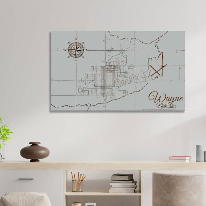 Nebraska: Wayne Street Mostrar mapa para venta al por mayor de Fire & Pine