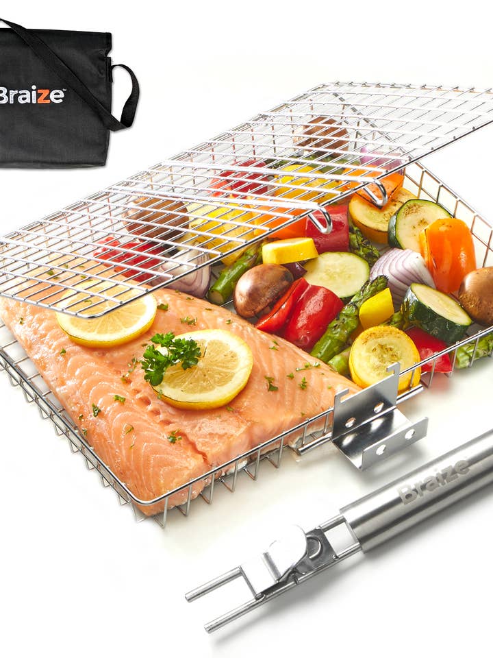 Grillkorg i rostfritt stål med avtagbart handtag för wholesale av Braize