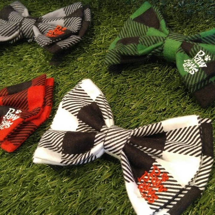 Buffalo Plaid Flannel Bow Tie for wholesale by Paw Paws USA