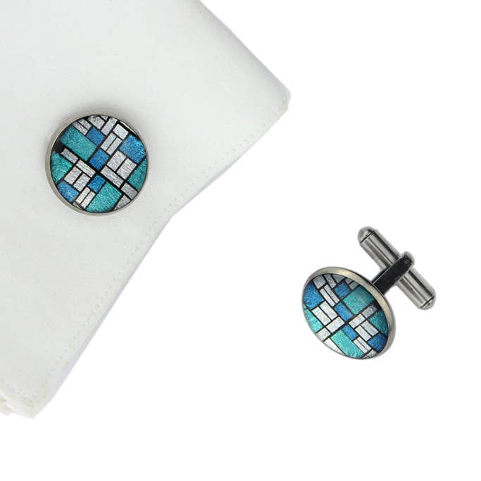 Pop Art abstracte manchetknopen Mondriaan 4 kleuren - M177W voor wholesale door Mo Resin