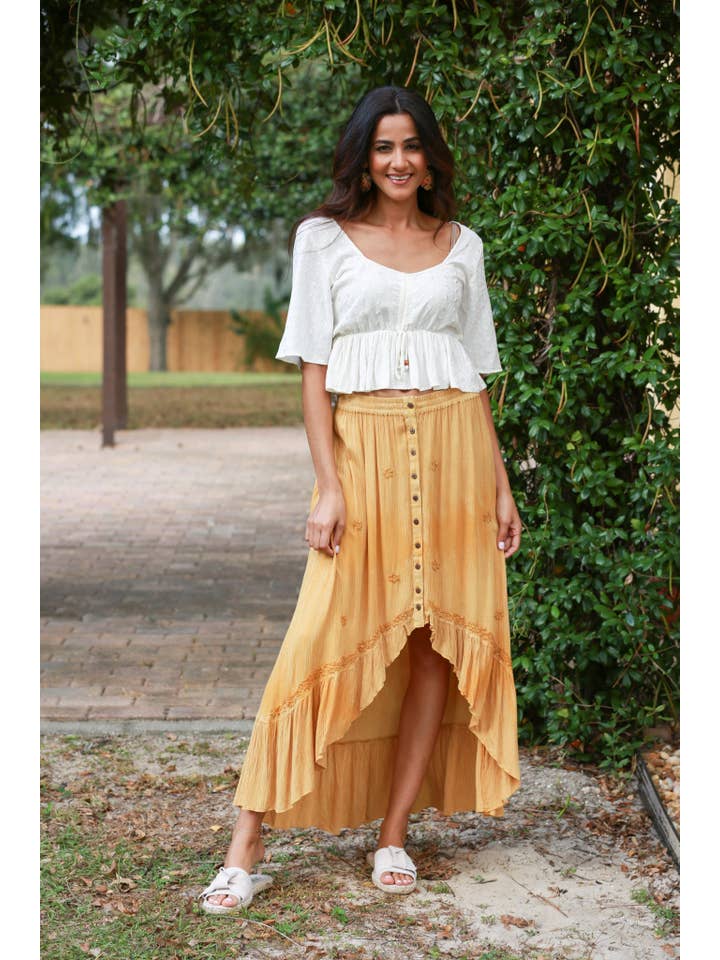Sacred Threads - Wholesale Skirt - Women's - Bohemian Dipped Hem Skirt