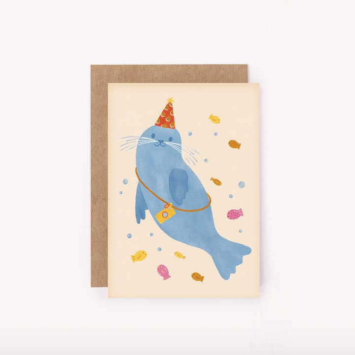 Lauren Sissons Studio – Großhandel Geburtstagskarten – Mini-Karte mit Siegel, illustriert, niedlich, für Kinder, zum Geburtstag, Spaß am Meer