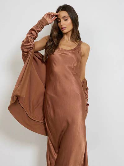 RNW3005 WINONA SILKY MAXI SLIP DRESS for wholesale by LA Made Clothing