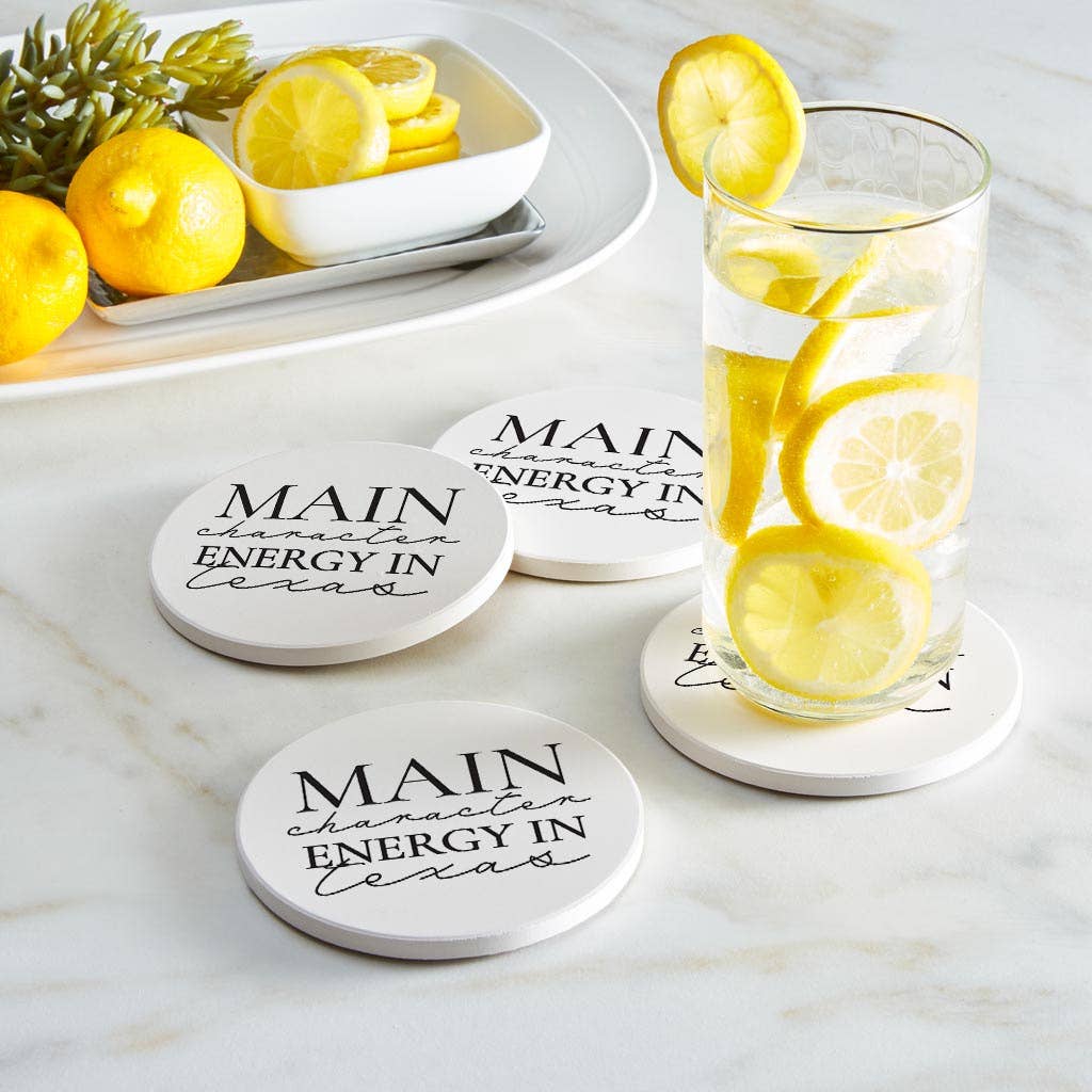 Love Local - Wholesale Coasters - Modern Main Character Energy In Texas | Absorbent Coasters | Set of 4 | Min 21