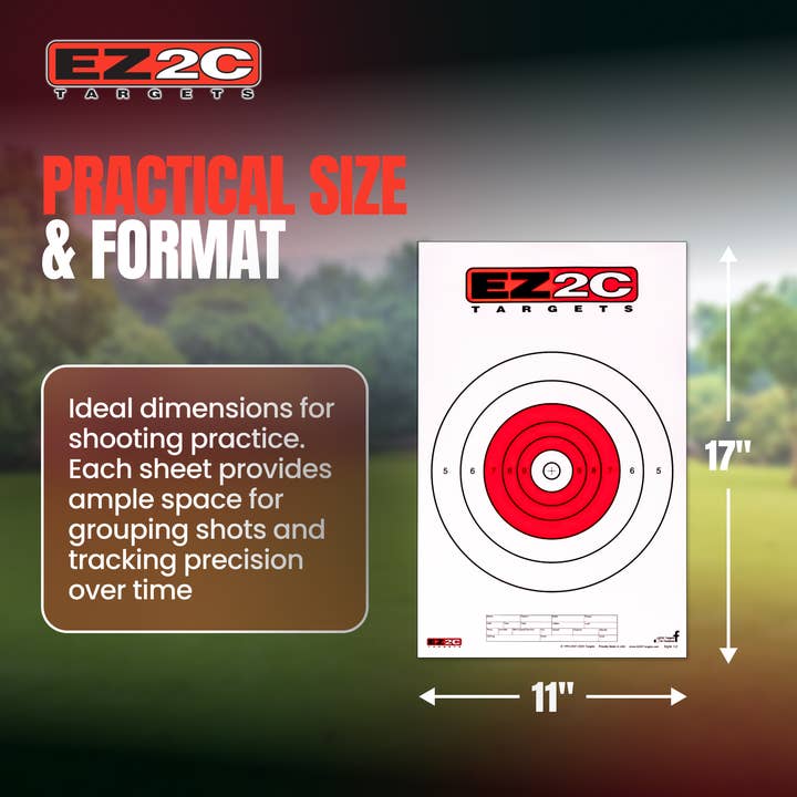 EZ2C Targets - Wholesale Sporting Accessories - 25 EZ2C Targets Style 12: Paper Targets for Shooting Range B16 USA MADE 11"x17" Pad of 256