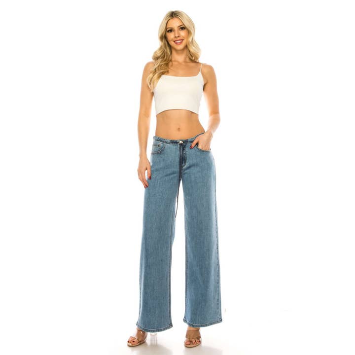 LIGHT COLOR LOW RISE LOSSE FIT DENIM JEAN PANTS for wholesale on Faire