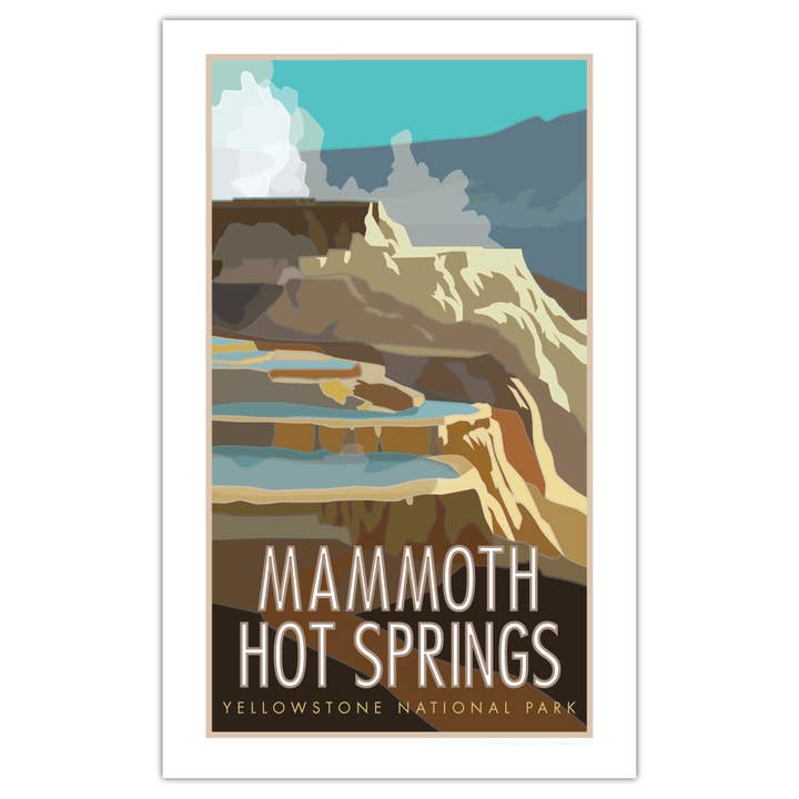 Mammoth Hot Springs, Yellowstone Park, Wyoming - Posters for wholesale by Travel Posters by M&W Design Co.