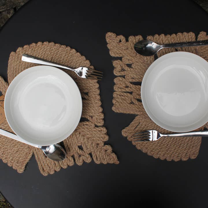 Handmade Mulberry Leaf Shaped Jute Placemat for wholesale by BlacKarz Home Decor