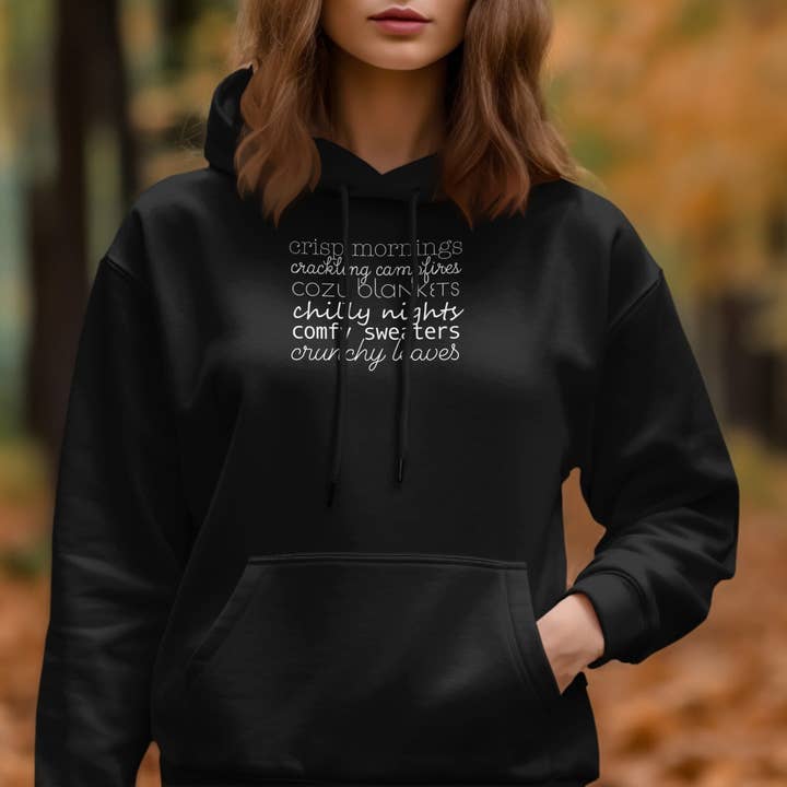 Crisp Mornings and Crunchy Leaves Text Sweatshirts for wholesale by Zero Filter Club