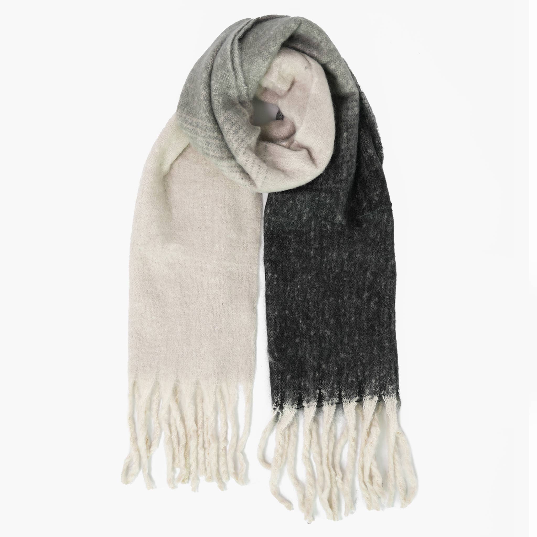 Sarta Accessories – wholesale Scarf – Women's – Ana Grey Colour Block Heavyweight Scarf0