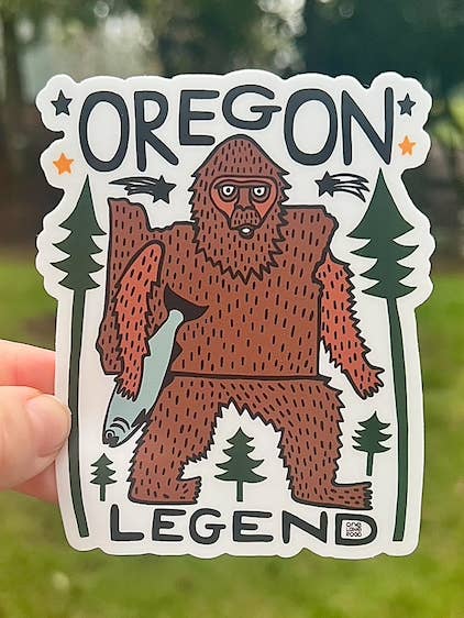 Légende de l'Oregon - Autocollant Bigfoot pour la vente par One Lane Road