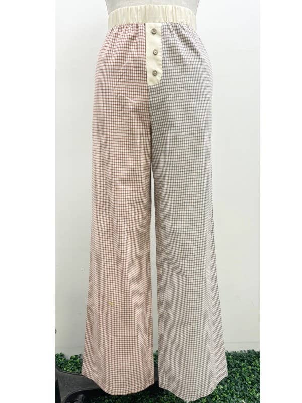 JADE BY JANE – Calças - Mulher por atacado – CALÇAS COLORBLOCK COM ESTAMPA XADREZ TAMANHO GRANDE11