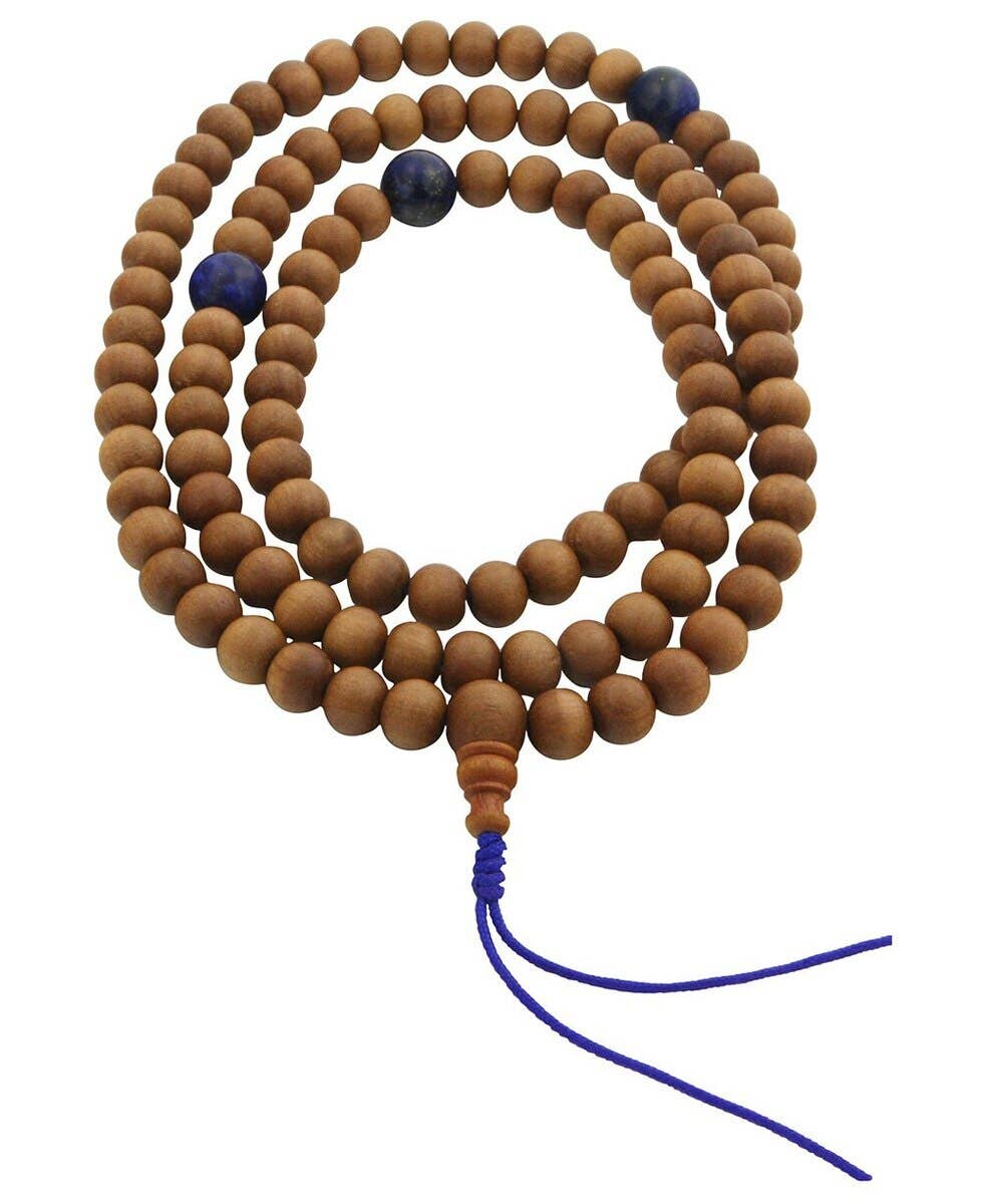 Culture Spot - Wholesale Prayer Beads Necklace - Sandalwood Meditation Mala with Lapis Counters1