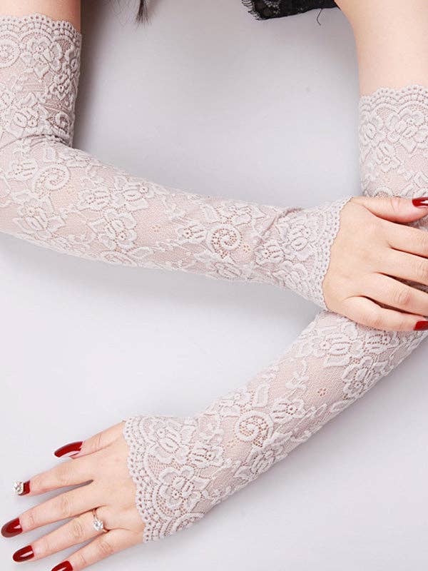 Sheer Trend – Luvas - Mulher por atacado – Acessórios Originais de 7 Cores com Manga Bordada Oca em Renda1