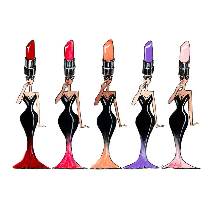 GETTING LIPPY POP DOLLS PRINT for wholesale by Charlotte Posner