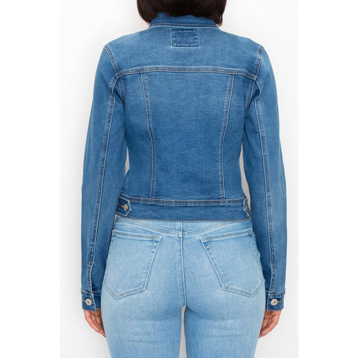 UP CLOTHING - Wholesale Denim Jacket - Women's - STONE WASHED BASIC DENIM JACKET WITH TWO POCKETS4